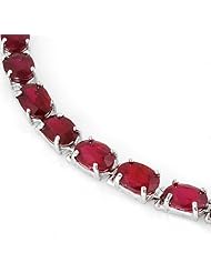 PassionGems Certified High End 26ctw Ruby tennis bracelet 14k Gold