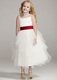 41LNb9z9uZL. SL160  Davids Bridal Flower Girl Tiered Tea Length Satin Dress Style WG1253