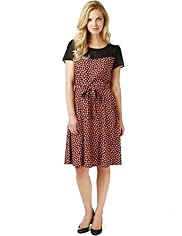 Ditsy Floral Sheer Fit & Flare Dress with Belt