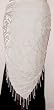 White Burnout Velvet Triangular Hip Scarf/Shawl with Beaded Fringe