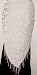 White Burnout Velvet Triangular Hip Scarf/Shawl with Beaded Fringe