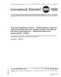 ISO 6560:1983, Fruit and vegetable products -- Determination of benzoic acid content (benzoic acid contents greater than 200 mg per litre or per kilogram) -- Molecular absorption spectrometric method