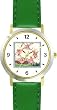 Ring Around the Rosie No.2 - from Mother Goose by Artist: Sylvia Long - WATCHBUDDY&reg; DELUXE TWO-TONE THEME WATCH - Arabic Numbers - Green Leather Strap-Size-Large ( Men's Size or Jumbo Women's Size )