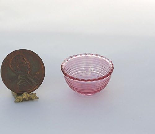 Dollhouse Miniature Cranberry Glass Spiral Bowl by Phil Grenyer