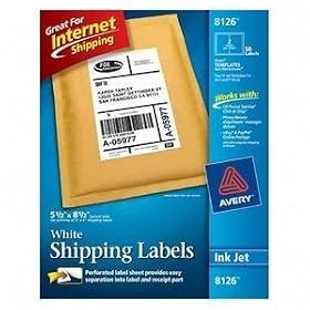 Avery White 5 1/2 X 8 1/2IN  Ink Jet Printer Labels  50PK