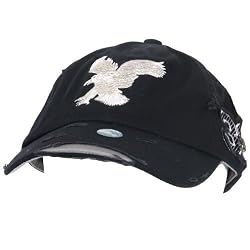 New Frayed Distressed Spitfire Eagle Black Silver Hat Cap Adjustable Size