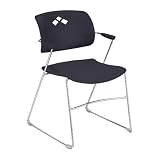 Safco Veer Flex Back Stack Chair, Black, Set of 4