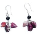 Preciozzo Boucles d'oreilles en Tourmaline rose 3 pampilles sur Argent massif 925