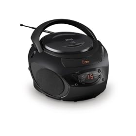 jWIN JXCD424BLK Portable CD Player with AM/FM Radio with Aux-In Jack (Black)