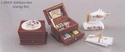 Reutter Porcelain Dollhouse Miniature Sewing Box Set