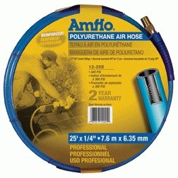 5 Pack Amflo 12-25E 1/4 x 25' Blue Polyurethane 1/4 NPT Air Hose