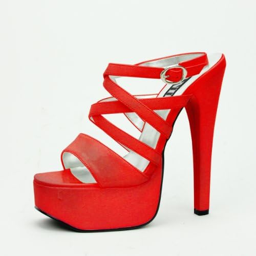 Women's Red Platform High Heel Sandal Shoes - Size 10