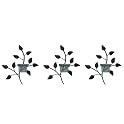 Leaf Pattern Metal Wall Sconces Set of 3