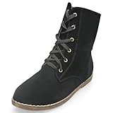 MQ23 Damen bequeme Schnür - Stiefeletten mit umgeschlagenem Schaft 777-33 Black Gr. 37