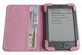 mCover Leather Folio Cover Case with built-in inner pocket for Amazon Kindle 4th Generation (Built-in Wi-Fi, 6" E Ink Display, 5-way controller) - PINK