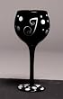 Winogram - Monogram Black Polka Dot Wine Glass - J