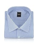 Bagutta White & Blue Pencil Stripe Cotton Italian Dress Shirt