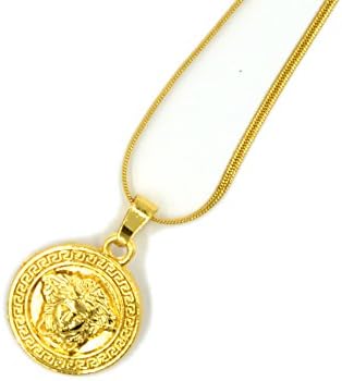 Triumph®(Fullfilled By Amazon) Men's 18K Gold Plated Medusa heavy metal hip hop style Pendants Necklace