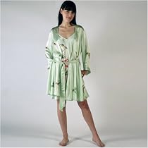 Lingerie Nightwear Chemise Robe by TexereSilk, Hand Painted Art on 100% Silk -- The Hummingbirds
