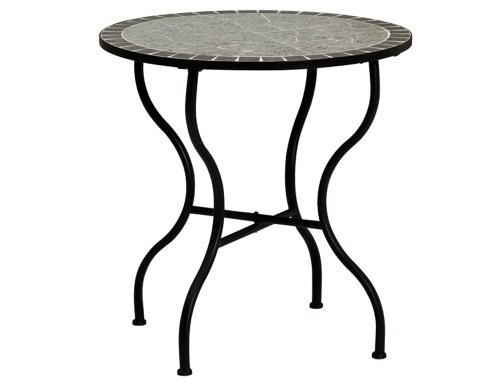 Siena Garden 524594 Tisch Flores, Gestell schwarz, Tischplatte in Mosaik-Optik, &Oslash; 70 x H 76 cm