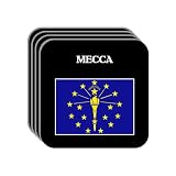 US State Flag - MECCA, Indiana (IN) Set of 4 Mini-Mousepad Coasters
