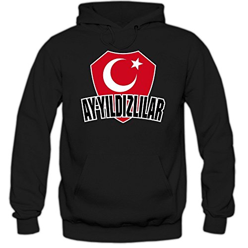 Türkei EM 2016 #4 Hoody | Fußball | Herren | Trikot | Ay-Yildizlilar | Nationalmannschaft, Farbe:Schwarz (Black F421);Größe:XL