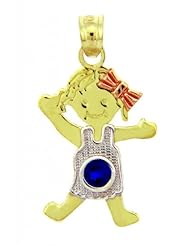 Baby Girl Sapphire Tri-Color 10K Charm