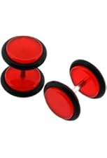 Red Cheater Acrylic Fake Plugs 16 Gauge Studs 0g Look 8mm
