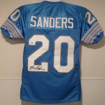 Barry Sanders Autographed Detroit Lions Blue Jersey w/JSA