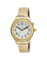 TimeOptics Womens Talking Gold-Tone Day Date Alarm Expansion Bracelet Watch # GWC08GT