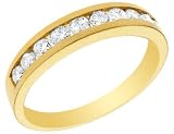 Diamond Wedding Anniversary Ring 1/2 Carat (ctw) Channel Set in 14K Yellow Gold