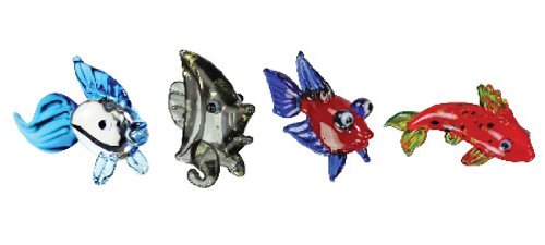 Looking Glass Miniature Collectible - Gold Fish / Angel Fish / Betta Fish / Koi (4-Pack)