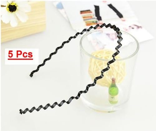 5Pcs Wavy Metal Sports Men's Women's Hair Hoop Band Headband-color in Black