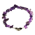 Sterling Silver Amethyst Chip "Peace" Stretch Bracelet - 7.5