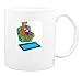 Mug with bulldog, reading, chair, dog, book