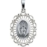 22.00X15.50 Mm 14K White Gold Miraculous Medal