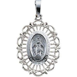22.00X15.50 Mm 14K White Gold Miraculous Medal