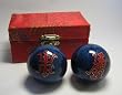 Blue Large Metal Balls Hands Exercise Chinese Symbols