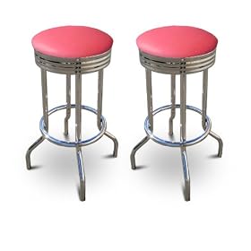 2 Pink Vinyl 29'' Specialty Chrome Barstools Bar Stools by The Furniture Cove