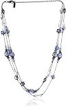 1928 Jewelry Hues Of Blue and Onyx-Colored Triple Strand Necklace