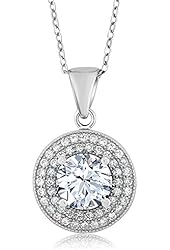 2.60 Ct Round White Zirconia 925 Sterling Silver Pendant