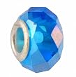 Pandora Style Charm Bead (Z240) Faceted Glass (14mm x 9mm) (Fits Troll too) ~ Capri Blue AB (Iridescent)
