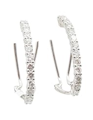 Women 14k White Gold 0.7ctw diamond Hoop earring 36 27111A Size 2.58