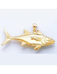Gold Nautical Charm Pendant 3-D Skipjack Tuna Fish High Polish