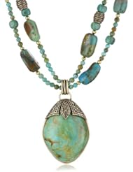 Barse "Village" Genuine Turquoise Bronze Pendant Necklace