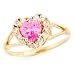 10k Gold Heart Shape Pink CZ October Birthstone title=