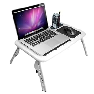 GTMax Durable White Plastic Foldable Laptop Tray with Cooler Fan for HP Pavilion Notebook (fits up to 17")