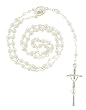 Baptismal Rosary - 4mm Rounded Pearl Beads - 15" Chain - MADE IN ITALY - Case Included - Solid Construction to last.