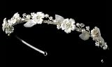 Pearl Flower Silver Wedding Headband
