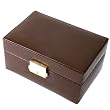 Travel Case Watches Cufflinks Storage Leather Brown